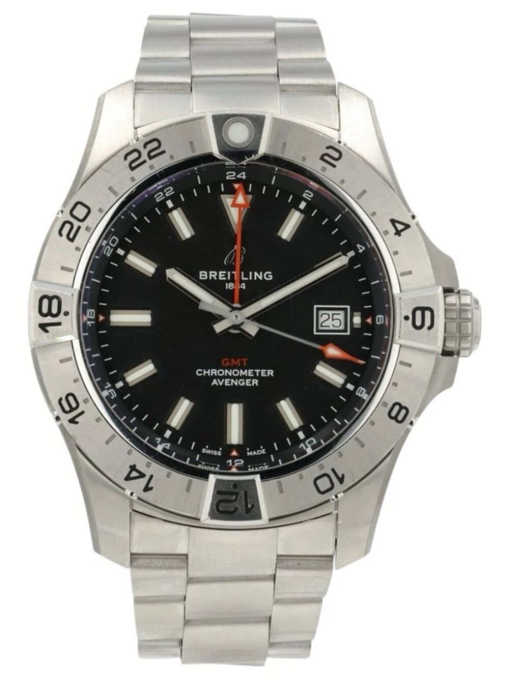 Breitling Avenger GMT Black Dial Steel 44mm Automatic Men's Watch